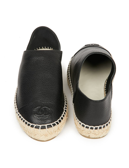 Espadrilles CHANEL T38 cuir noir