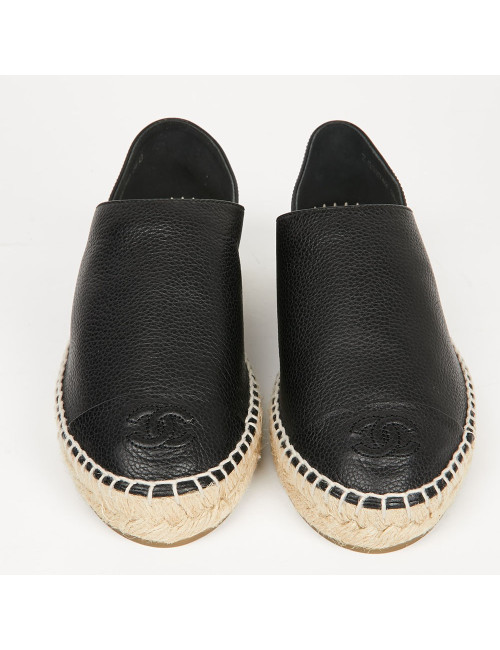 Espadrilles CHANEL T38 cuir noir