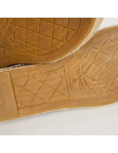 Espadrilles CHANEL T38 cuir noir