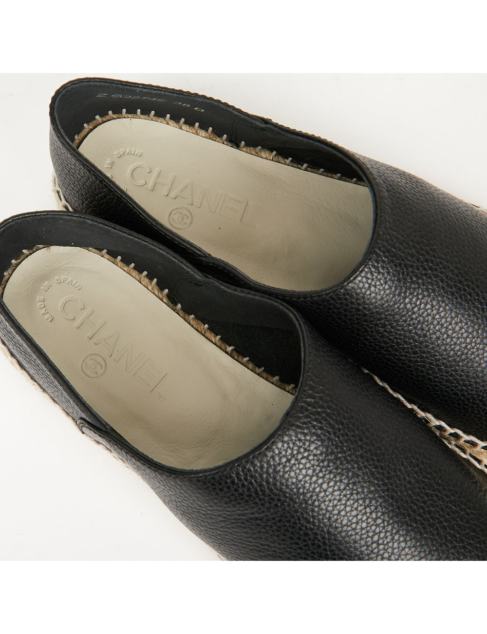 Espadrilles CHANEL T38 cuir noir