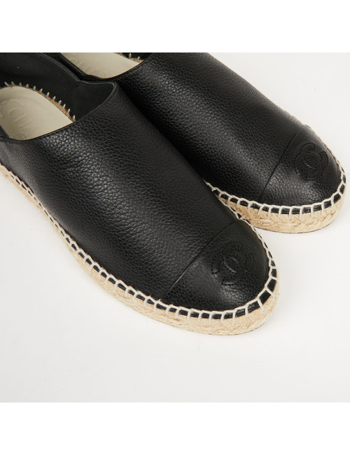 Espadrilles CHANEL T38 cuir noir