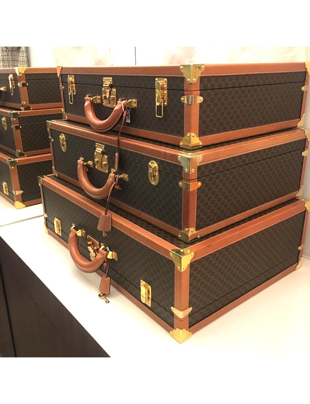 Valise rigide CELINE en toile monogramme marron