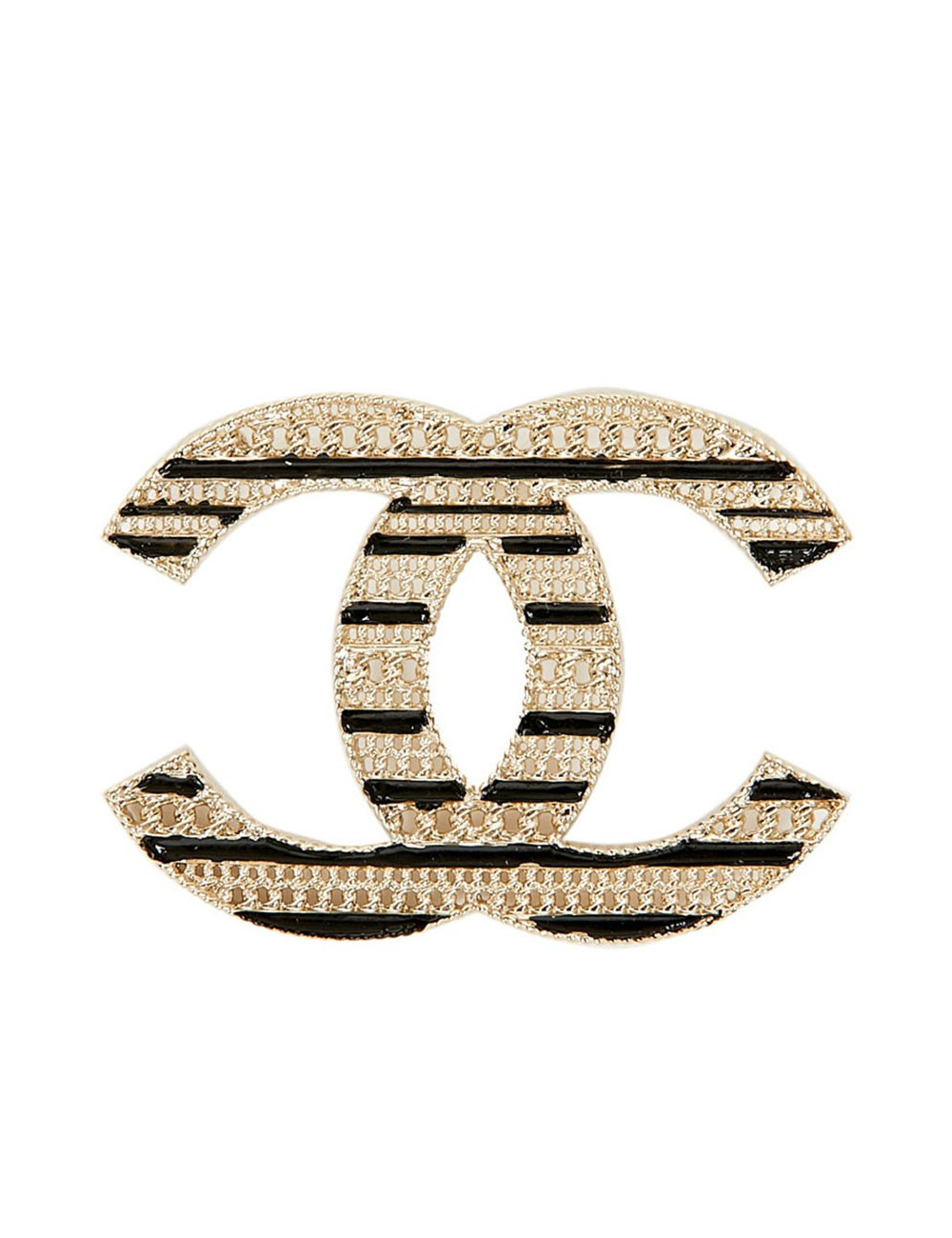 Broche CHANEL double C émaillé noir