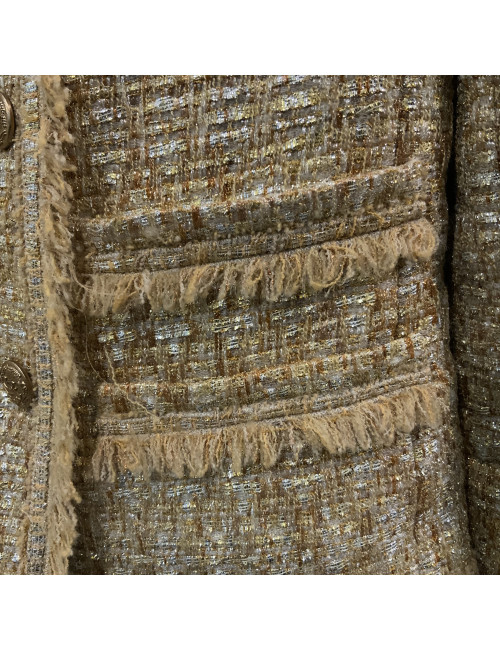 Veste CHANEL T 42 tweed fils d'or