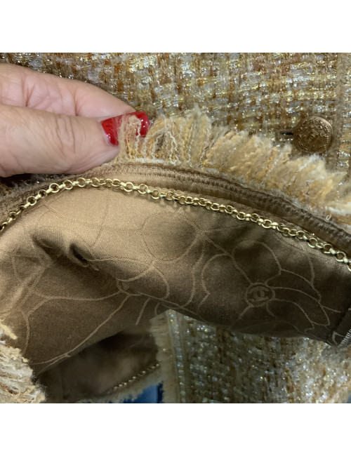 Veste CHANEL T 42 tweed fils d'or