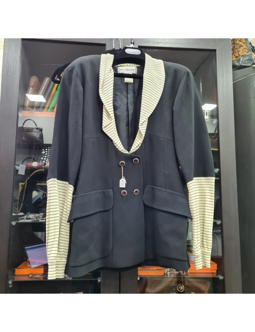 Veste KARL LAGERFELD laine noire et jersey 