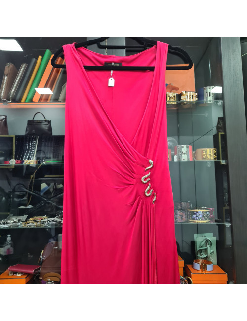 Robe ROBERTO CAVALLI T 42 FR rouge avec bijouteries le long du décolleté