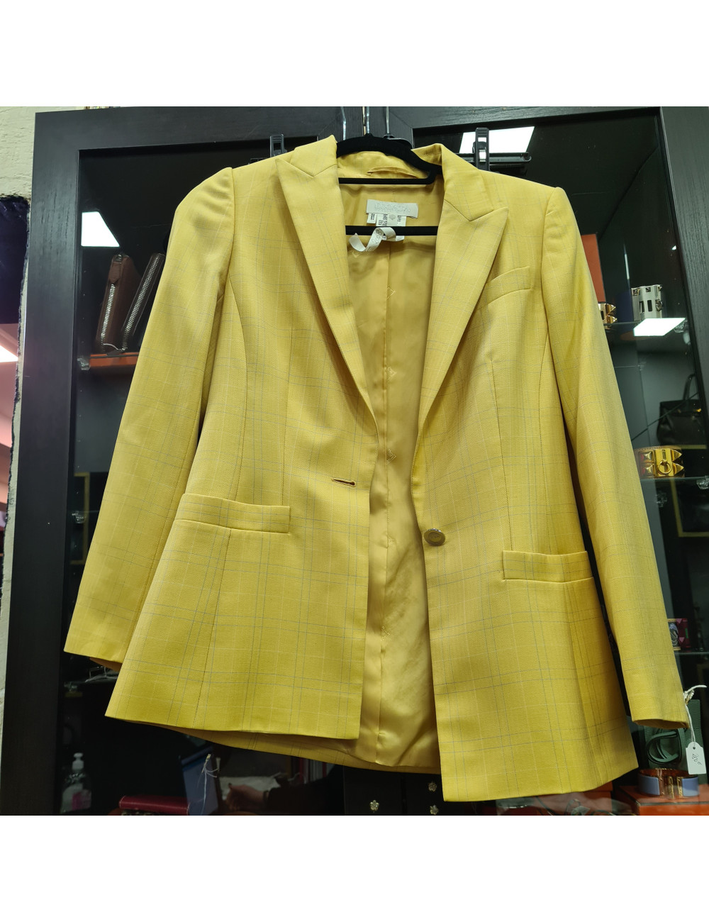 Veste blazer ESCADA T 34 jaune avec lignes bleues 