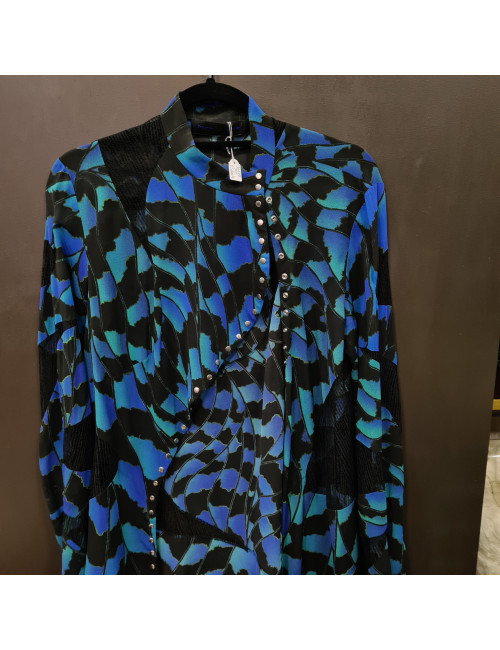 Top Proenza Schouler soie bleu et noir