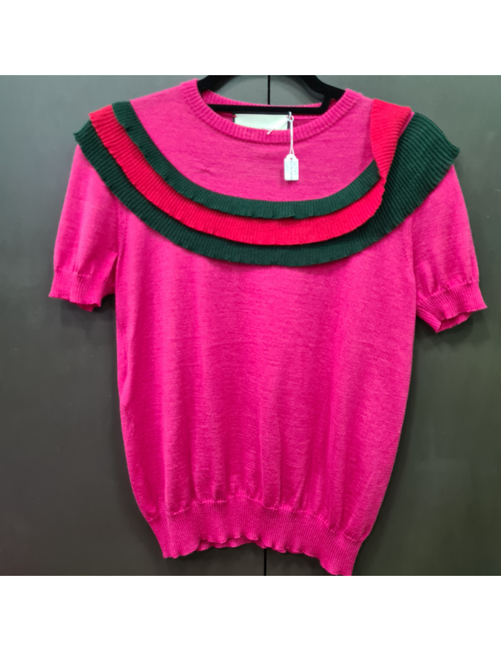 Pull sans manches Gucci rose à franges