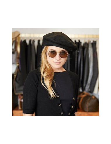 Beret MAISON MICHEL noir cuir d'agneau 2