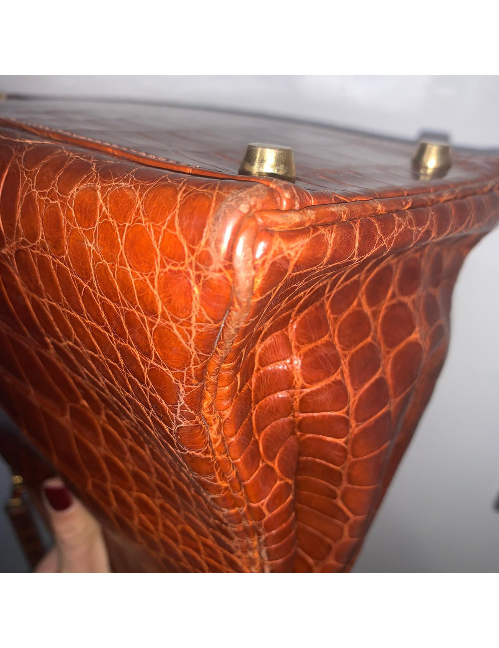 Kelly 32 alligator mat HERMES marron bijouterie or