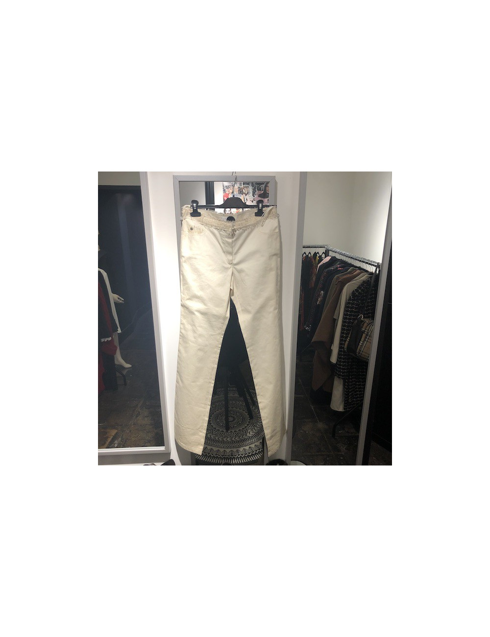 Pantalon CHANEL T 38 beige en coton 