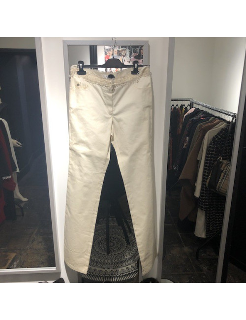 Pantalon CHANEL T 38 beige en coton 