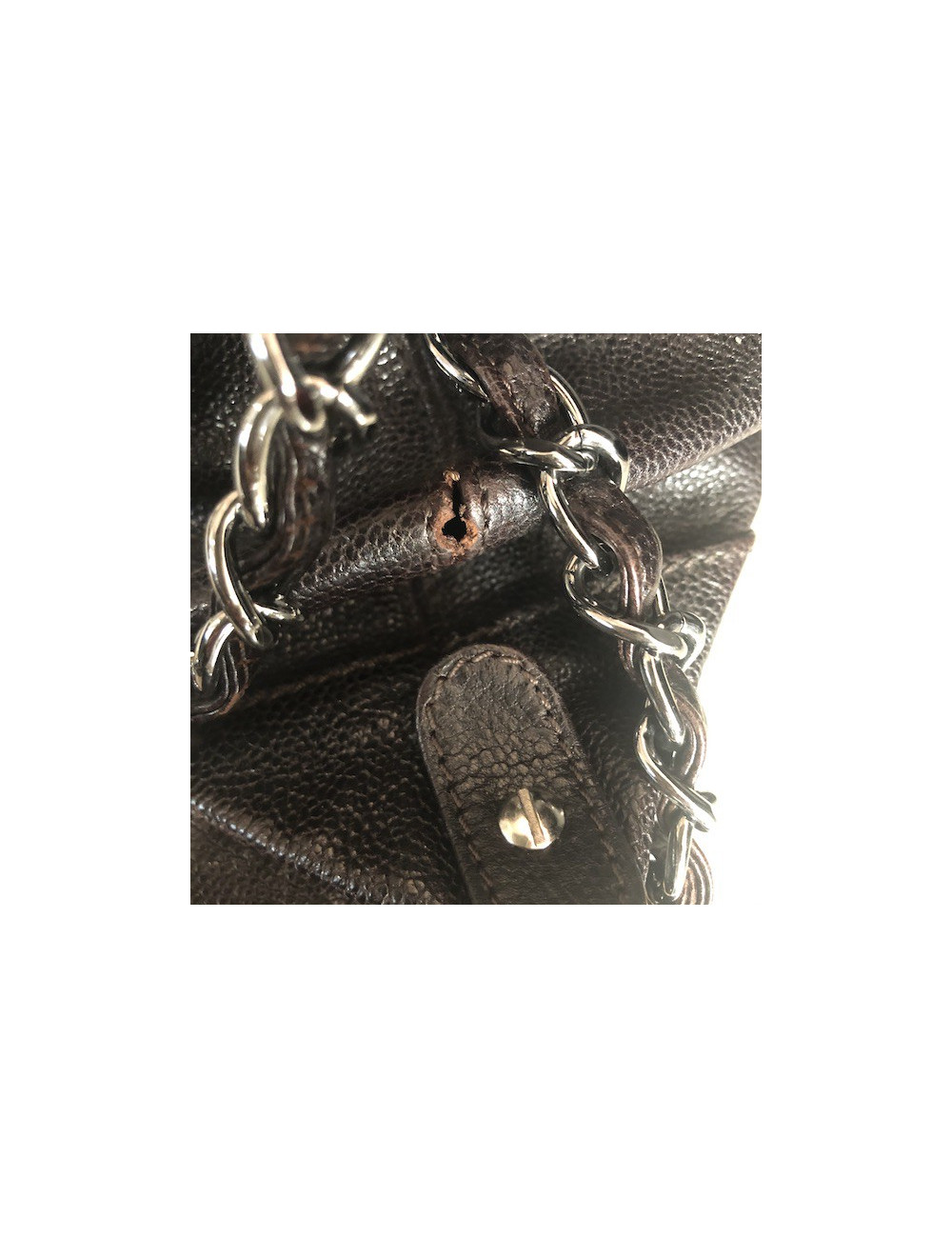 Chanel satchel bag in brown grained leather