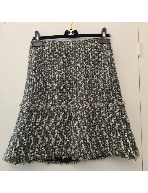 Jupe Chanel tweed marron vert blanc T38