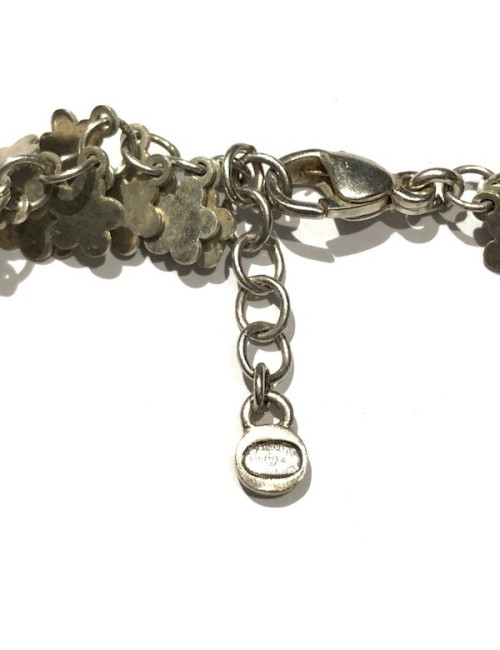 Chanel silver necklace enameled pearls