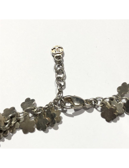 Chanel silver necklace enameled pearls