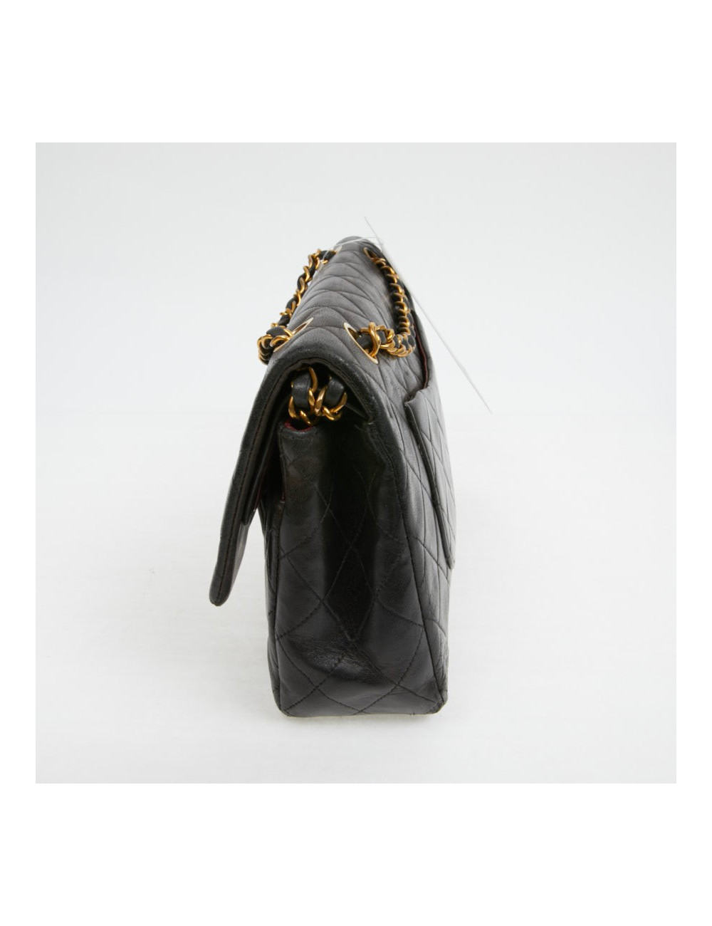 Timeless CHANL cuir d'agneau noir Vintage