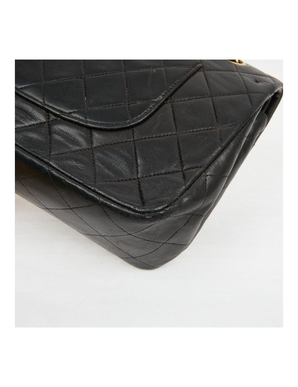 Timeless CHANL cuir d'agneau noir Vintage