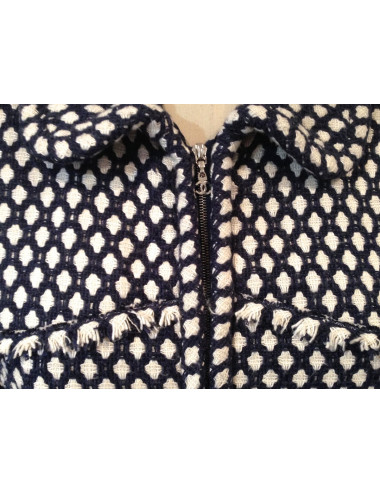 Dress coat CHANEL blue tweed T38 2