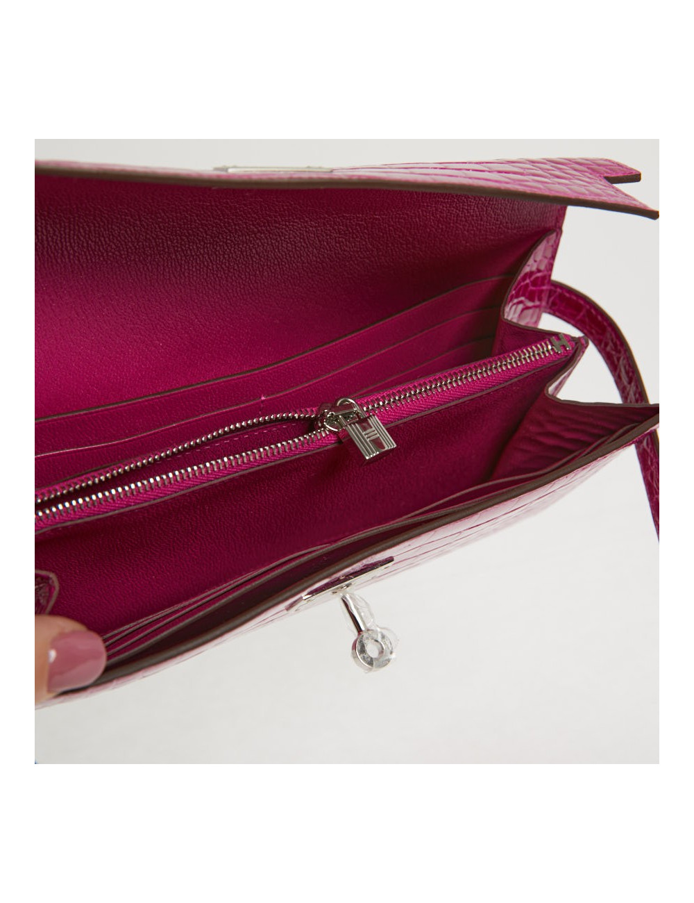 Portefeuille Kelly Alligator Rose Sherazade