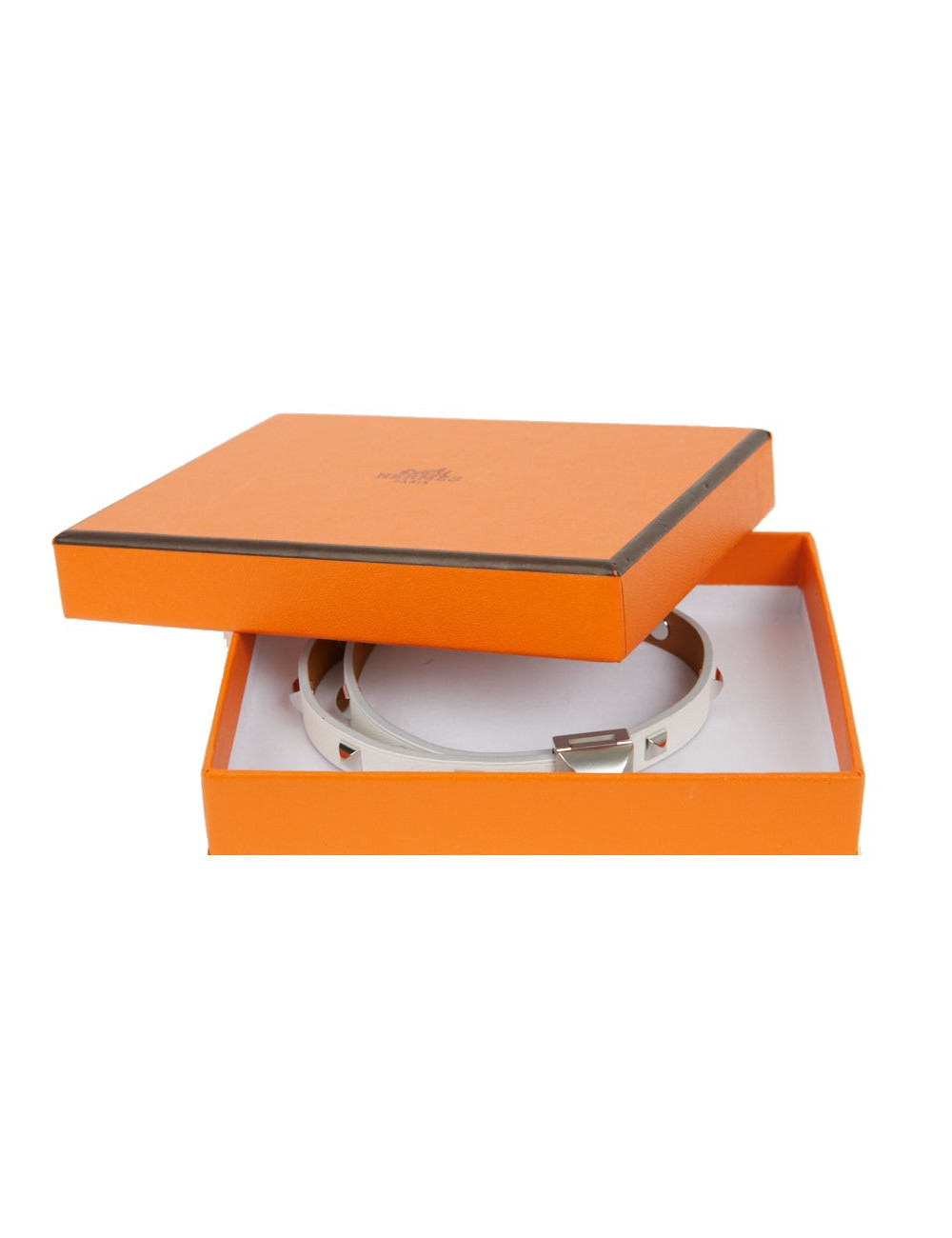 Bracelet cuir Medor Infini clouté double tour Blanc