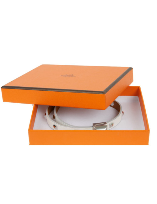 Bracelet cuir Medor Infini clouté double tour Blanc