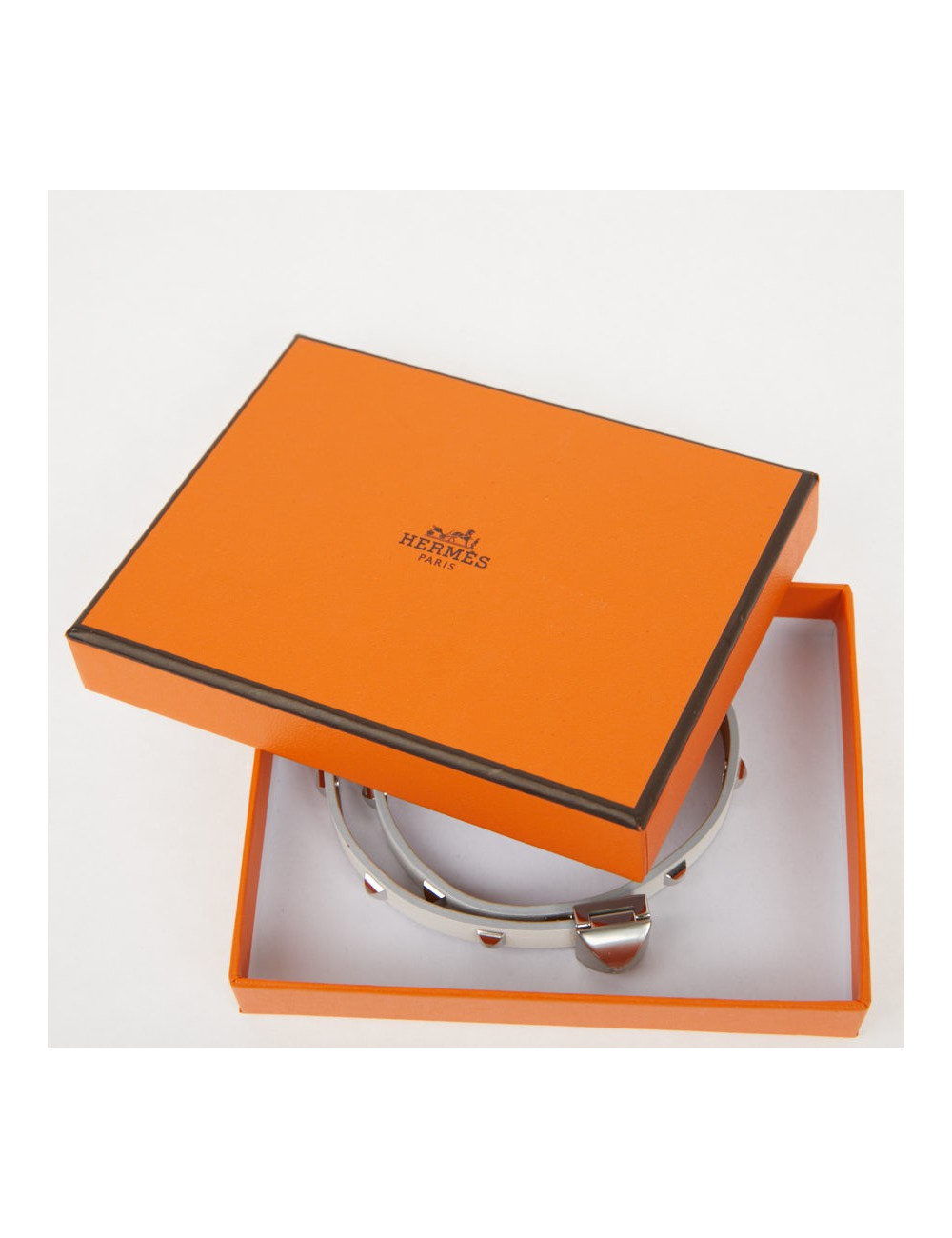 Bracelet cuir Medor Infini clouté double tour Blanc