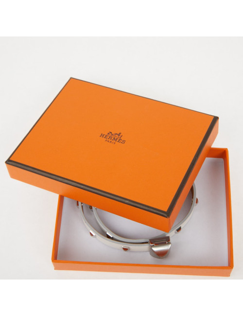 Bracelet cuir Medor Infini clouté double tour Blanc