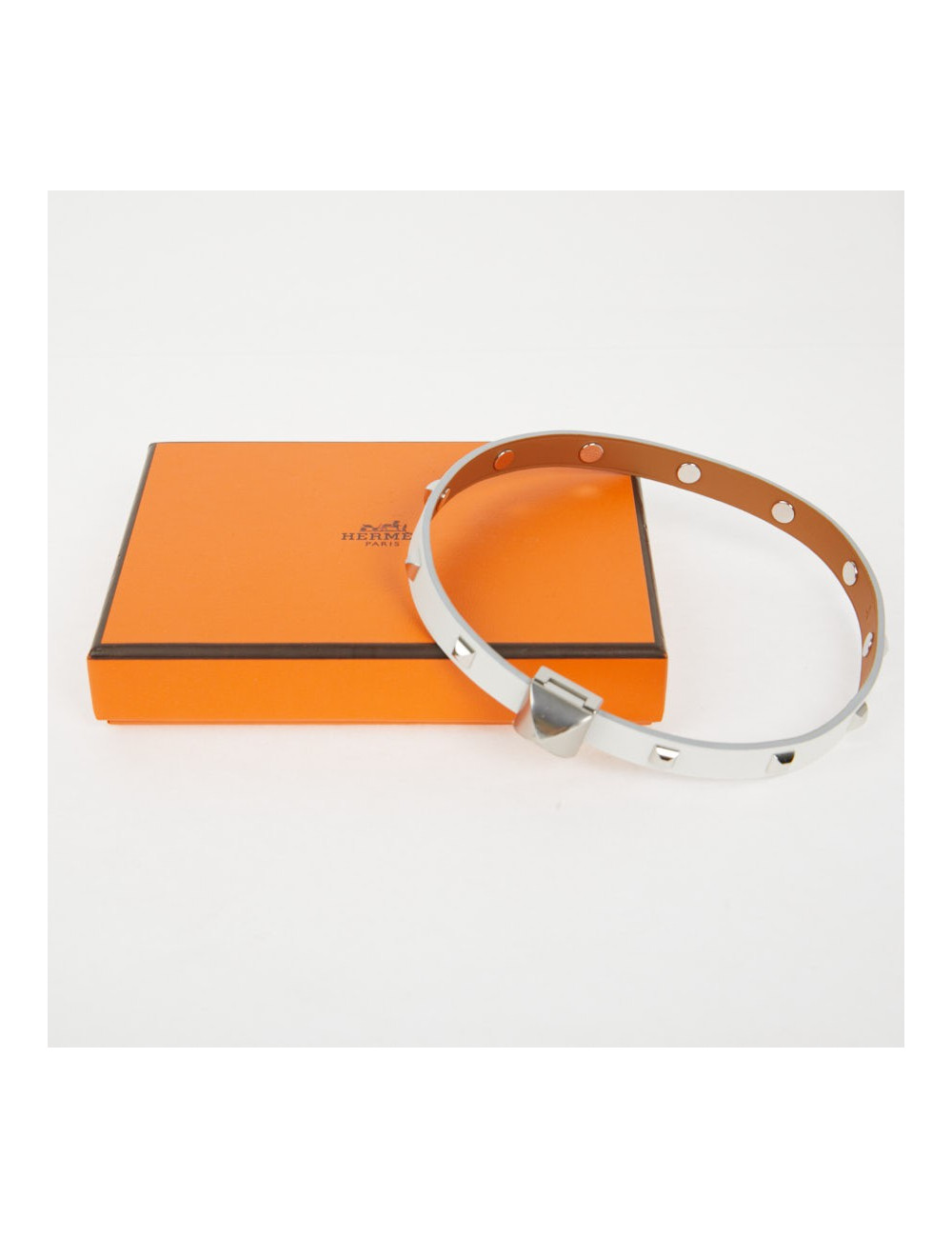 Bracelet cuir Medor Infini clouté double tour Blanc