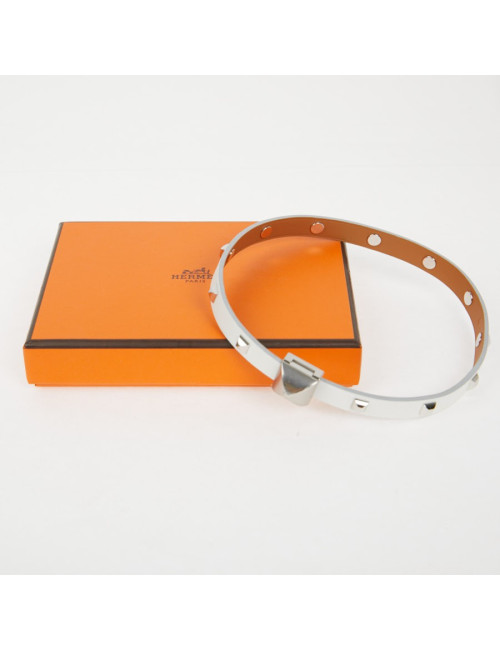 Bracelet cuir Medor Infini clouté double tour Blanc