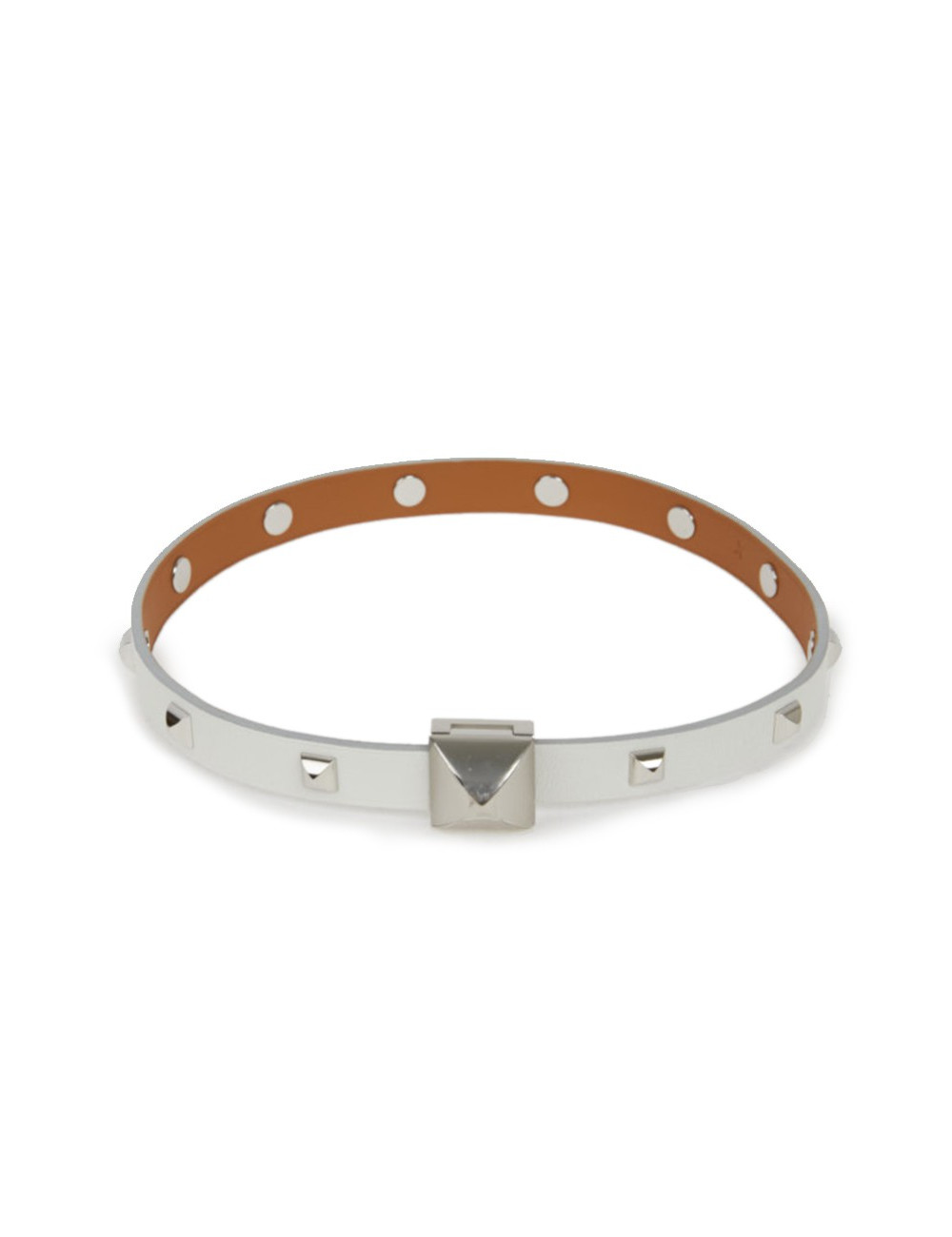 Bracelet cuir Medor Infini clouté double tour Blanc