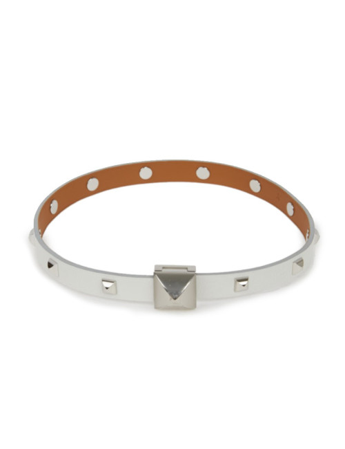 Bracelet cuir Medor Infini clouté double tour Blanc