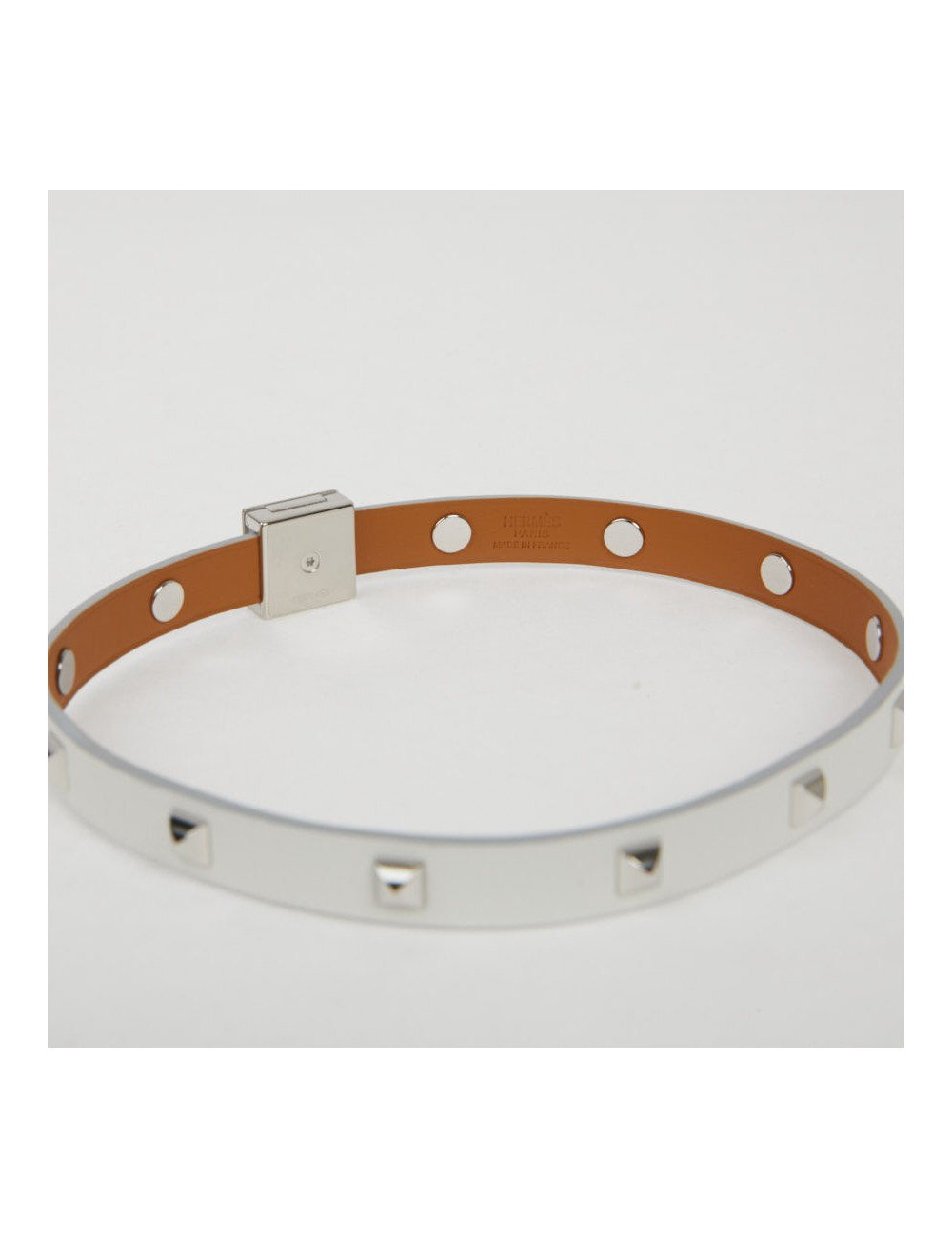 Bracelet cuir Medor Infini clouté double tour Blanc