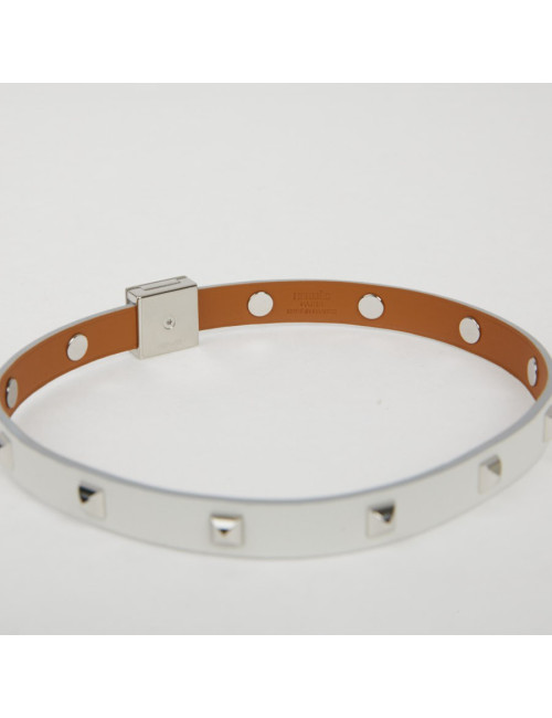 Bracelet cuir Medor Infini clouté double tour Blanc