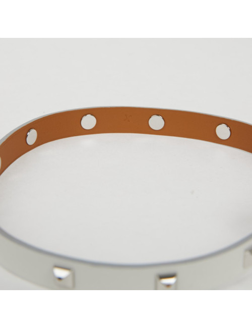 Bracelet cuir Medor Infini clouté double tour Blanc