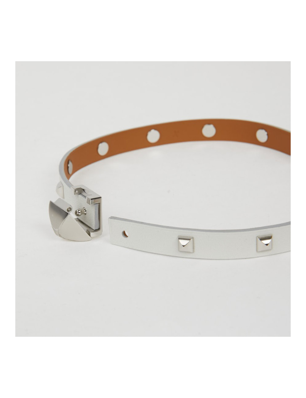 Bracelet cuir Medor Infini clouté double tour Blanc