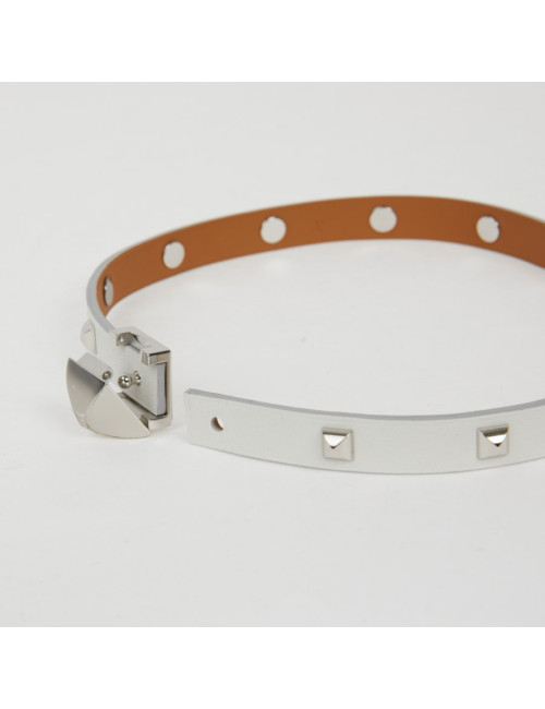 Bracelet cuir Medor Infini clouté double tour Blanc