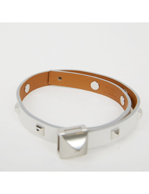 Bracelet cuir Medor Infini clouté double tour Blanc