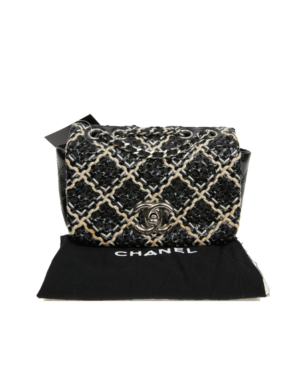 Mini sac Chanel cuir verni noir