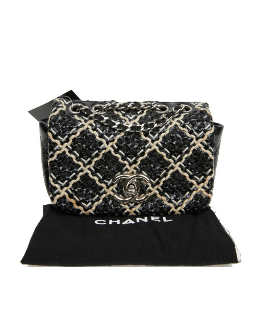 Mini sac Chanel cuir verni noir