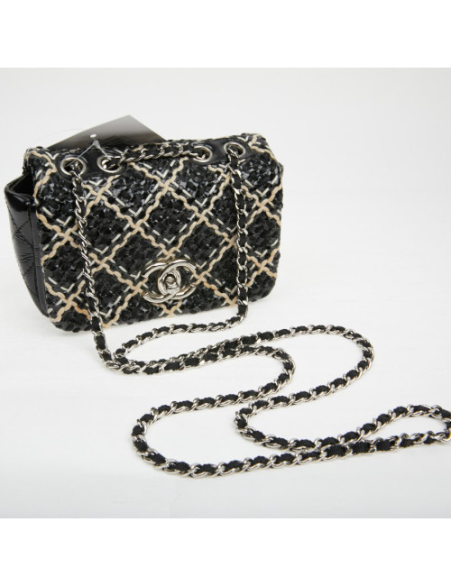 Mini sac Chanel cuir verni noir