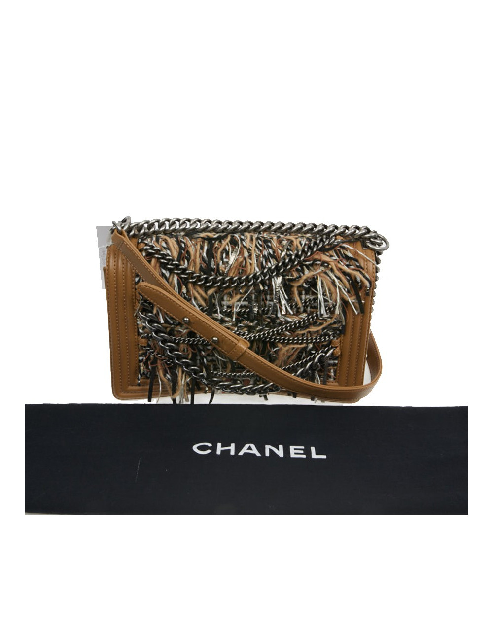 CHANEL Paris Dallas Boy Flap Bag in Brown Tweed, Fringes and Chains