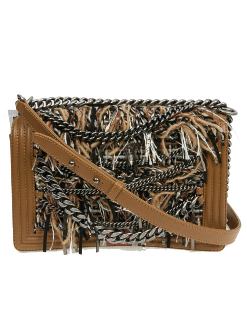 CHANEL Paris Dallas Boy Flap Bag in Brown Tweed, Fringes and Chains