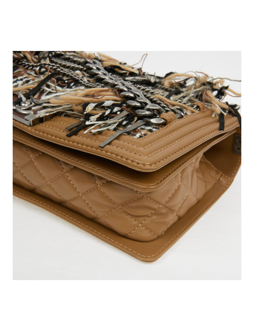 CHANEL Paris Dallas Boy Flap Bag in Brown Tweed, Fringes and Chains