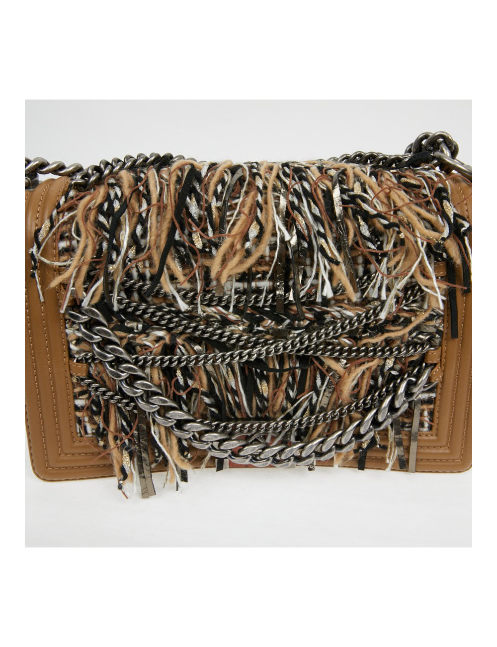CHANEL Paris Dallas Boy Flap Bag in Brown Tweed, Fringes and Chains