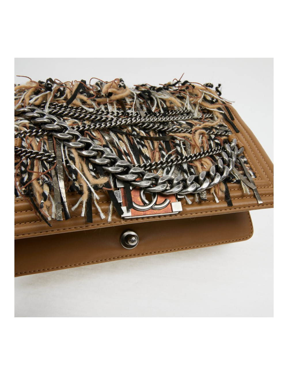 CHANEL Paris Dallas Boy Flap Bag in Brown Tweed, Fringes and Chains