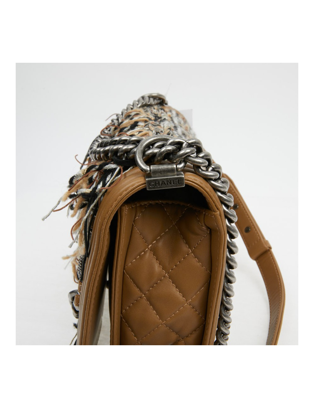 CHANEL Paris Dallas Boy Flap Bag in Brown Tweed, Fringes and Chains