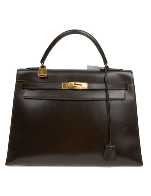 Kelly 32 marron box Hermès vintage